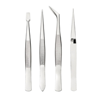 Ensemble de 4 pinces de précision pour la fabrication de bijoux, pointes croisées, plates, courbées et en forme de pelle, en acier inoxydable
