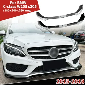 สำหรับ Mercedes Benz C-Class W205 S205 C180 C200 C260 AMG ปี 2015-2018 ชุดแต่งกันชนหน้าแบบ Shovel Lip  แผ่นกันกระแทกด้านล่าง - Product Image 1