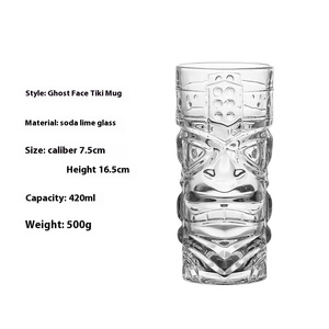 Taza de cristal Tiki transparente de diseño moderno, rojo de Internet para fiestas, para cóctel, mueca, vino y jugo de zombis, para bebidas frías - Product Image 2