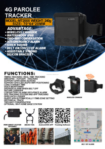 Factory Parole GPS LBS Wifi Pulsera Tobillo para prisioneros Delincuente Cinturón Fuera Alarma Localizador SOS Llamada bidireccional Rastreador GPS - Product Image 6