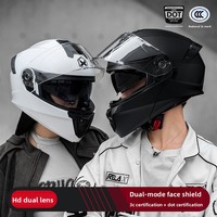 Casque de moto modulaire professionnel certifié DOT 3C, double visière (transparente + teintée), matériau ABS, chaud pour l'hiver, toutes saisons