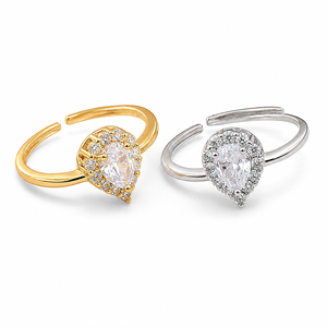 Anello aperto a forma di goccia d'acqua, gioiello da donna dal design classico per l'uso quotidiano - Product Image 1