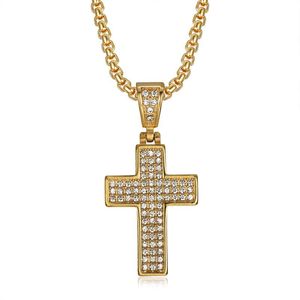Cross <b>Titanium</b> Steel Necklace Pendant Pave Setting Unisex Party Jewelry - Product Image 5