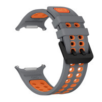 Bracelet de montre sport en silicone souple à double couleur avec design perforé respirant pour Galaxy Watch Ultra 2