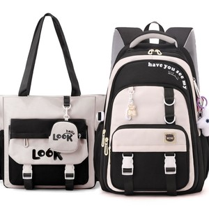 Student <b>Backpack</b> 18 In Color Blocking Printing Detachable <b>Strap</b> Unisex School Education - Product Image 5