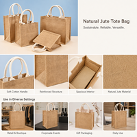 Sac fourre-tout en jute écologique personnalisé avec poignées en toile, sac de courses réutilisable en toile de jute pour cadeau promotionnel d'entreprise