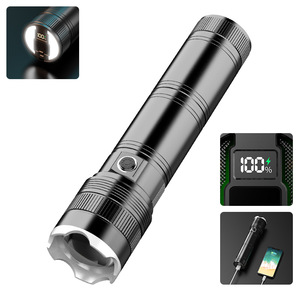 Zoom <b>Flashlight</b> 4800mAh Rechargeable <b>Led</b> Adjustable Focus Portable Torch With Digital Display Long Range Beam - Product Image 1