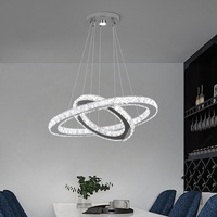 Lustre de plafond LED en cristal de luxe minimaliste à 2 anneaux certifié SAA pour salon et chambre à coucher