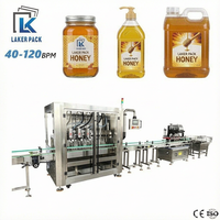 Mesin Pengisian dan Penutupan Madu Otomatis 40-120 BPM Jalur Pengisian Botol Stainless Steel untuk Stoples Kaca dan Stoples PET