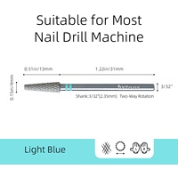 HYTOOS 4*13mm Forets à ongles professionnels longs et coniques à coupe diamantée, en chrome, pour cuticules russes, outil de nettoyage des peaux mortes pour ponceuse à ongles électrique