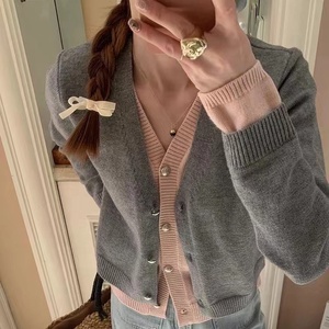 Cárdigan con cuello en V para mujer, suéter <span class=keywords><strong>de</strong></span> Color sólido, abrigo <span class=keywords><strong>de</strong></span> punto <span class=keywords><strong>de</strong></span> lana apilado suelto, cárdigan falso <span class=keywords><strong>de</strong></span> <span class=keywords><strong>dos</strong></span> piezas para mujer - Product Image 3