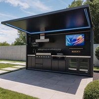 Cuisine extérieure modulaire de luxe prête à l'emploi, avec toit intégré étanche IPX5 en acier inoxydable SUS304, conception 3D gratuite 48H, garantie 50 ans