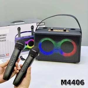 M4406双4英寸蓝牙大扬声器无线双麦克风卡拉ok户外支持调频TF AUX TWS立体声高音质 - Product Image 3