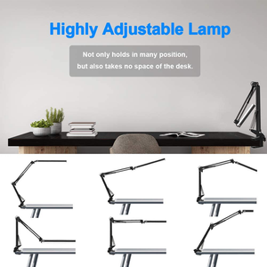 Lampe de bureau électrique à LED DC moderne et <span class=keywords><strong>simple</strong></span> en aluminium blanc avec bras articulé, télécommande, rotative, flexible et réglable en hauteur - Product Image 6