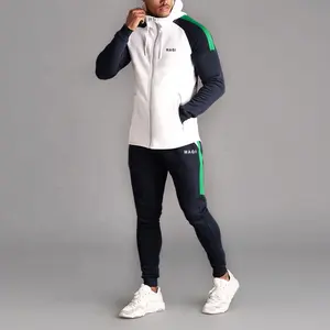 도매 사용자 정의 로고 tracksuit 실행 스포츠 스트라이프 트랙 정장 남성 슬림 맞는 패션 스트리트 착용 체육관 sweatsuit 세트