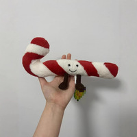 PLAYPOP Version Haute Style JC Canne à sucre de Noël en peluche douce et moelleuse, jouet décoratif de Noël, cadeau festif avec étiquette