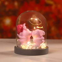 Veilleuse en résine avec fleur de rose stabilisée, à brancher, base lumineuse, taille moyenne, pour salon moderne, cadeau de fêtes pour filles