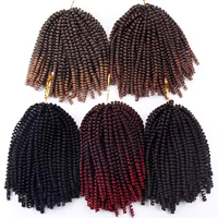 Extensions de cheveux synthétiques Spring Twist Ombre de 8 à 12 pouces, style Jamaican Bounce Fluffy Twist, pour tresses au crochet