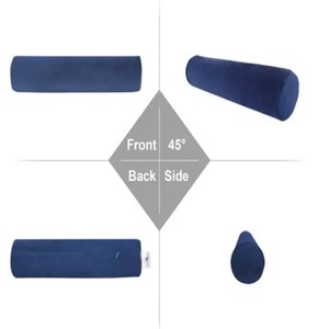 Almohada cilíndrica de terciopelo azul marino - Almohada suave para cama, sofá y soporte lumbar - Product Image 3