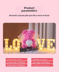 Elegante 40cm <span class=keywords><strong>Teddy</strong></span> <span class=keywords><strong>Bear</strong></span> Rose LED Light String Coroa Dia das Mães Dia das Bruxas Graduação da Mulher Flores Decorativas Dia do Pai - Product Image 3