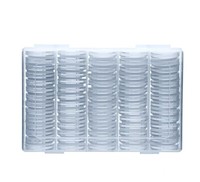 Boîte de 100 capsules pour pièces de monnaie de 30 mm, avec coussinets EVA blancs, étui de rangement pour pièces de monnaie, boîte de rangement en plastique transparent avec logo personnalisé