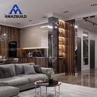 Meubles de cuisine modulaires AMAZBUILD en MDF, portes en MDF, design de luxe pour appartement, couleur personnalisée, plan de travail en quartz, évier inclus