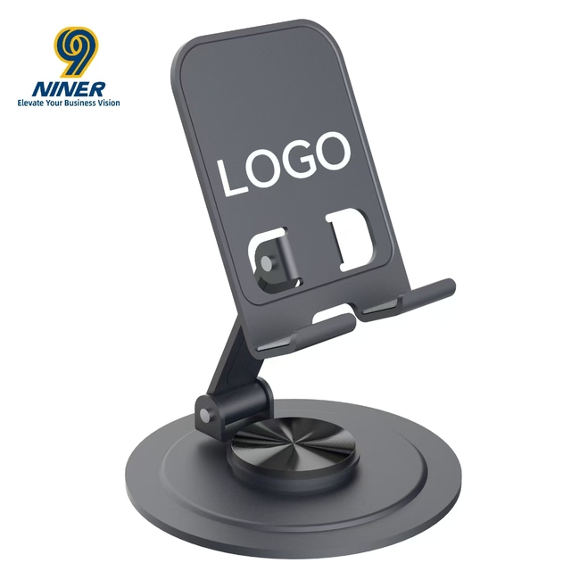 Full Metal Rotating Phone Stand-Multi-Functional Portable Folding Design with Custom Logo Option for Desktop Use
