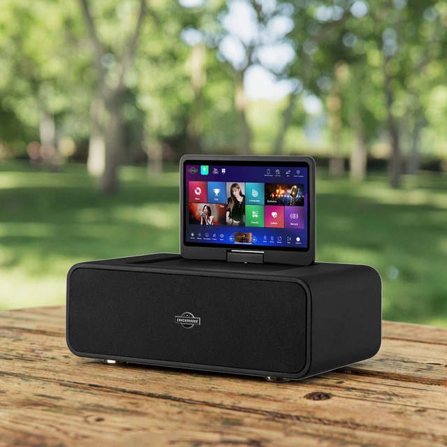 Karaoke Speaker with Screen Touch Control Home Theatre Dual Microphone for 5.3 Voice Control Party Speaker