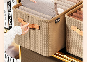 Venta caliente ropa no tejida organizador armario almacenamiento marco de acero hogar armario organizador cesta <span class=keywords><strong>caja</strong></span> de almacenamiento con asas - Product Image 2