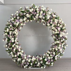 Arche de mariage florale artificielle J117, cercle blanc, rose, entrée, stand, arrangement floral, toile de fond - Product Image 4