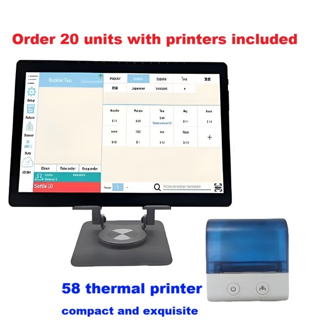 10.1 Inch All-in-One Tablet POS System with 360° Rotating Stand and Magnetic Printer All-in-One POS Solution