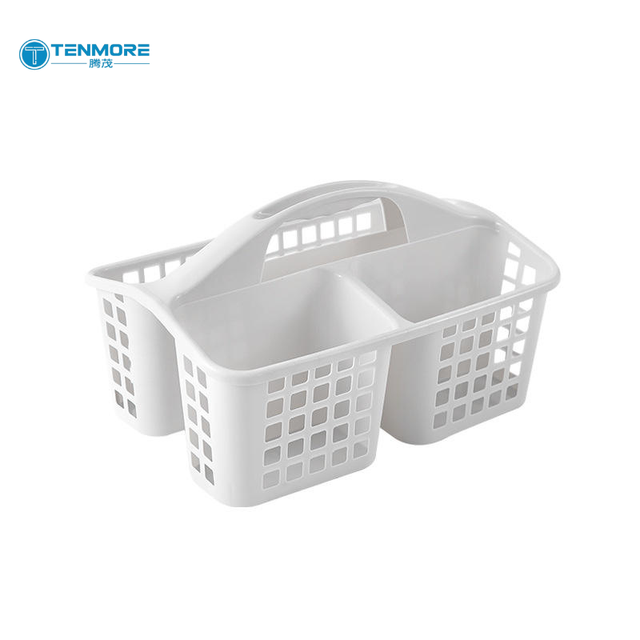 3 Compartment PP Material Portable Bathroom Shower Caddy, Ventilated Divided Toiletries Organizer Storage Basket with Handle