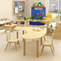 ASTM EN71 Fasulye Şeklinde Ahşap Masa Yüksekliği 4 Seviyeli Çocuk Anaokulu Mobilyası Montessori Kreş Mobilyası