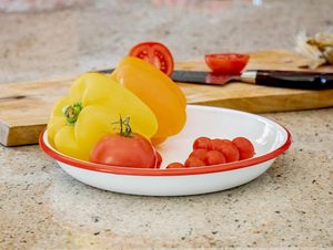 Plato esmaltado de Metal desechable de lujo, <span class=keywords><strong>Pizza</strong></span> ecológico para plato de comida, bandeja para servir aperitivos, ensaladas, contenedores de frutas para la escuela - Product Image 5