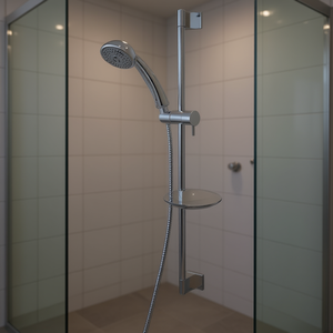 Juego de ducha completo Slide Duetto Chrome con riel ajustable y bandeja para jabón para baños modernos - Product Image 3