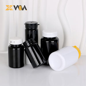 Plastik glas Metall deckel 200ml 250ml Kunststoff Klar Schwarz Weiß Kapsel flaschen, Nahrungs ergänzungs mittel Flaschen PET Medizin - Product Image 5