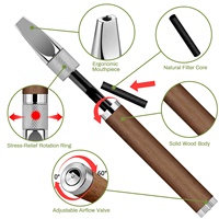 Inhalateur de poche réutilisable en acier inoxydable et bois, écologique, durable, OEM, pour arrêter de fumer, soulagement de l'anxiété et exercices respiratoires