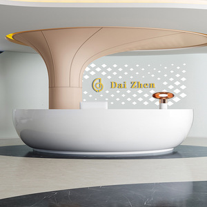 Comptoir de réception personnalisé, bureau d'accueil pleine grandeur, couleur et forme variées, durable et élégant pour tous les espaces commerciaux et de bureaux, mobilier haut de gamme - Product Image 2