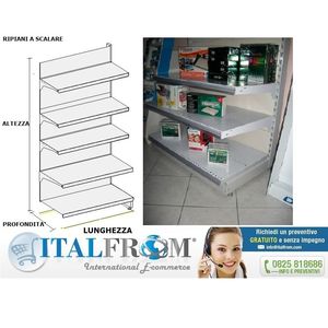 Mensola a Muro Modulare Continua Z L 101 A 250 P 40 CM con Base e 4 Ripiani Soluzione di Stoccaggio e Esposizione - Product Image 1