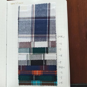Tissu jacquard sergé 100 % lin biologique teint en fil pour vêtements masculins, chemises et robes pour garçons et filles - <span class=keywords><strong>Style</strong></span> dobby tissé doux - Product Image 3