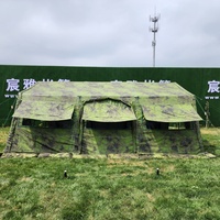 Abri de camping tactique modulaire personnalisé en forme de A pour 10 à 15 personnes, tente de style militaire, vert/camouflage