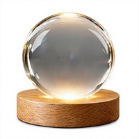 Sphère en cristal K9 polie sur mesure, lampe de nuit LED, boule de verre, décoration de bureau, cadeau pour chambre à coucher, bureau, méditation, motivation
