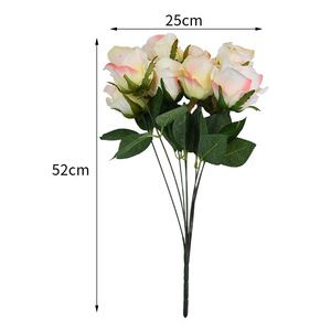 Ramo de Rosas Artificiales de 9 Cabezas, Alta Simulación, Decoración para Bodas y Hogar, Accesorios para el Día de San Valentín, Tela de Mimbre - Product Image 5