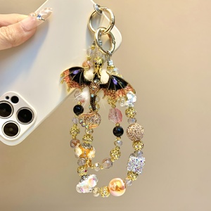 สายคล้องโทรศัพท์มือถือลายมังกรทองพรีเมียม ประดับขนนกสวยงาม ทำด้วยมือ พร้อมลูกปัด ตกแต่งกระเป๋า ใช้ได้กับโทรศัพท์ทุกรุ่น ของขวัญเครื่องประดับสำหรับเธอ - Product Image 3