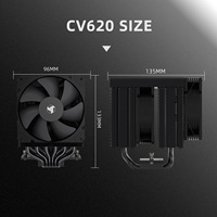 FEZCOOL CV620Compact Dual-tower LCD Liquid-cooled CPUCooler 6Heat Pipes Fluid Bearing Copper-Aluminum BondingCompatible no light