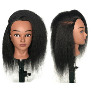 Livraison rapide en gros grande <span class=keywords><strong>tête</strong></span> de mannequin Mannequin de <span class=keywords><strong>tête</strong></span> d'entraînement de barbier avec des cheveux humains 10 cheveux féminins factices cheveux non remy - Product Image 5
