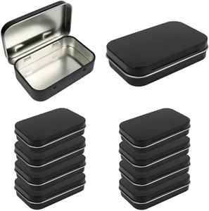 Cigarette Case Metal Rectangular Empty Hinged Tins Box Containers Black Mini Portable Box Jewelry Candy square tin box