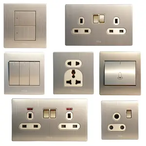 BS UK stainless steel wall 13a 1 gang 3 pin switch socket 1gang 2gang 3gang switch wall socket TOP quality SWITCH SOCKET