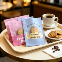 Sacs de conservation alimentaire mats imprimés avec logo personnalisé, thermoscellables, en plastique avec fenêtre transparente pour biscuits