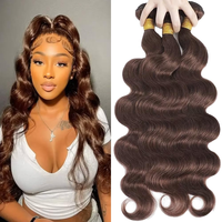 Vente en gros # 4 Bundles de Cheveux Ondulés Brun Chocolat 100% Naturels Soyeux et Doux pour Extensions de Tissage pour Salons et Usage Quotidien Féminin
